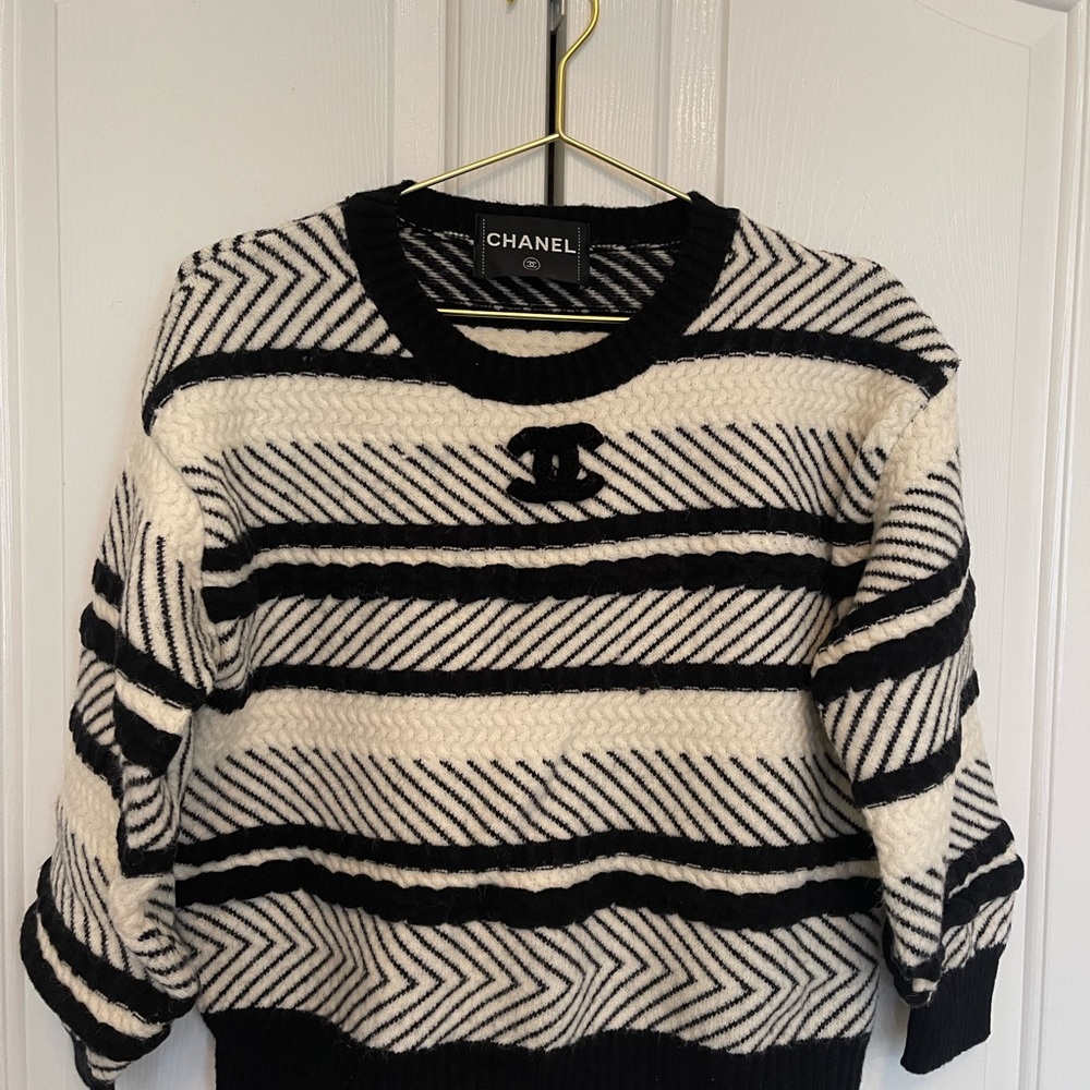 Chanel Black and white stripe sweater